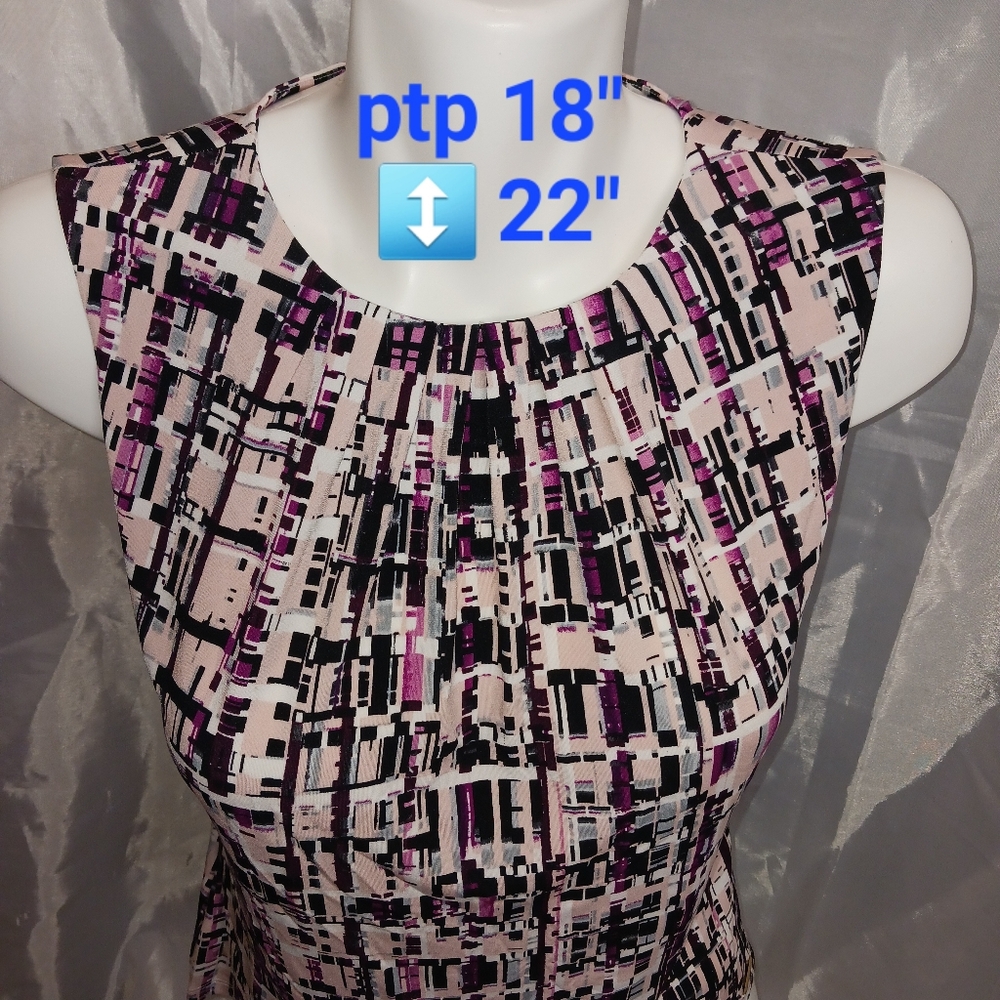 "Calvin Klein" Abstract Print Blouse - Pink, Black, White Size P